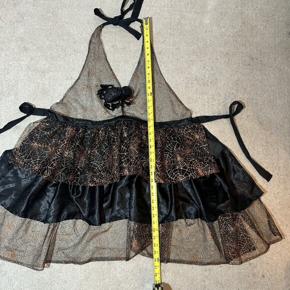 Halloween Witch Apron Women’s One Size Black And Orange Tie On Costume Flaw - Picture 6 of 13